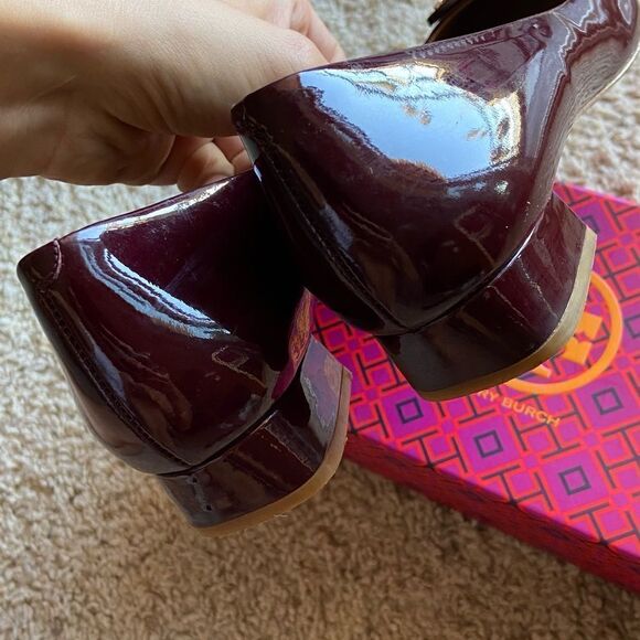 Tory Burch Gigi Burgundy Red Midi Heel Pump Size 7 - Picture 9 of 15